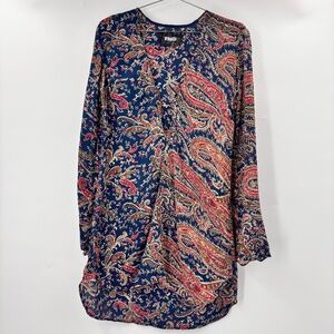Reformation Anastasia Long Sleeve Dress Key Hole Paisley Print Size Small